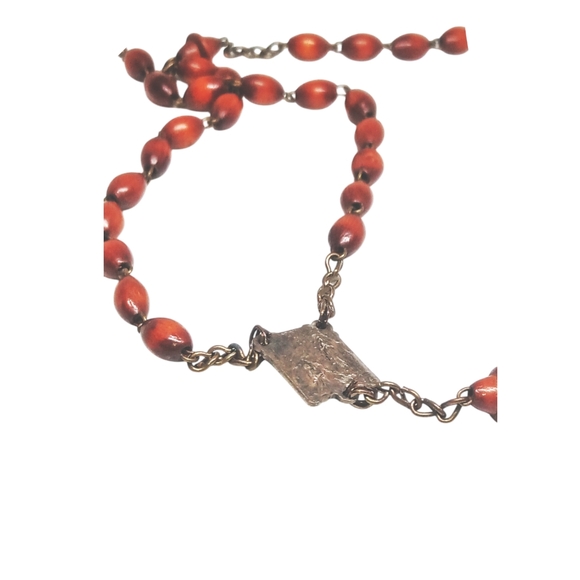 .Lourdes Rosary with Silver Metal and Brown Wood Cross. Made in France - Picture 6 of 8